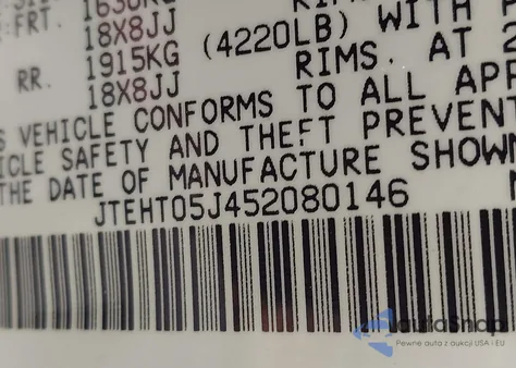 2005 Toyota Land Cruiser V8 из США, поврежденный, VIN JTEHT05J452080146